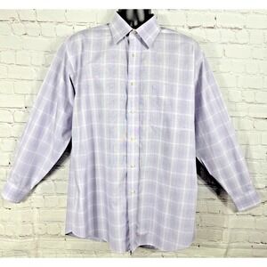 Tommy Hilfiger Tommy Traveler‎ Shirt Men's 16  32/33 Lavender Plaid Long Sleeve